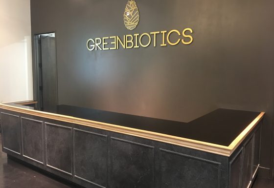 Greenbiotics acrylic logo sign